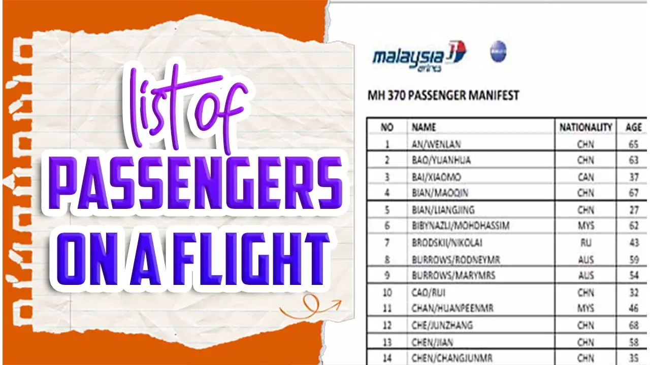 List Of Passengers On A Flight