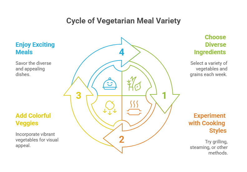How can I ensure variety in vegetarian meals