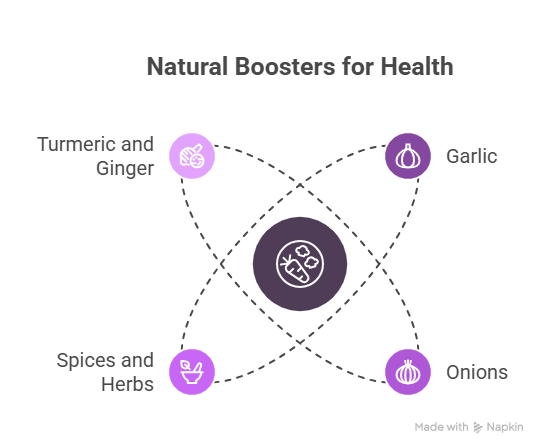 What are the immune-boosting benefits of garlic and onions