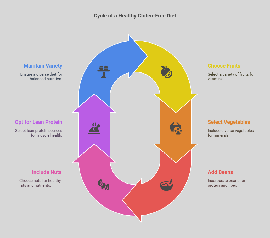 How can you ensure adequate intake of essential nutrients on a gluten-free diet_ - visual selection