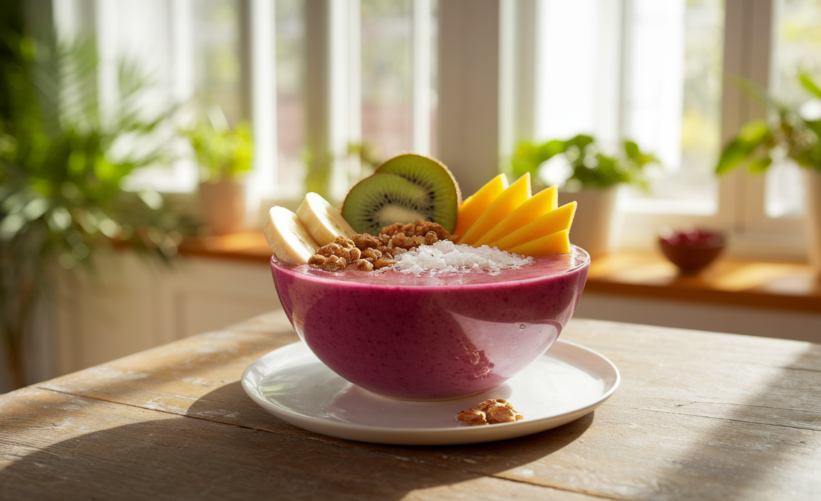 How can you make a tropical berry smoothie bowl