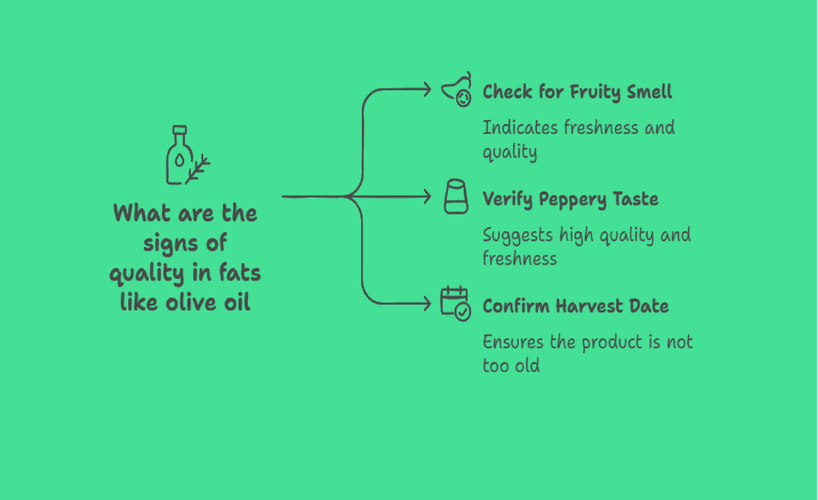 What are the signs of quality in fats like olive oil