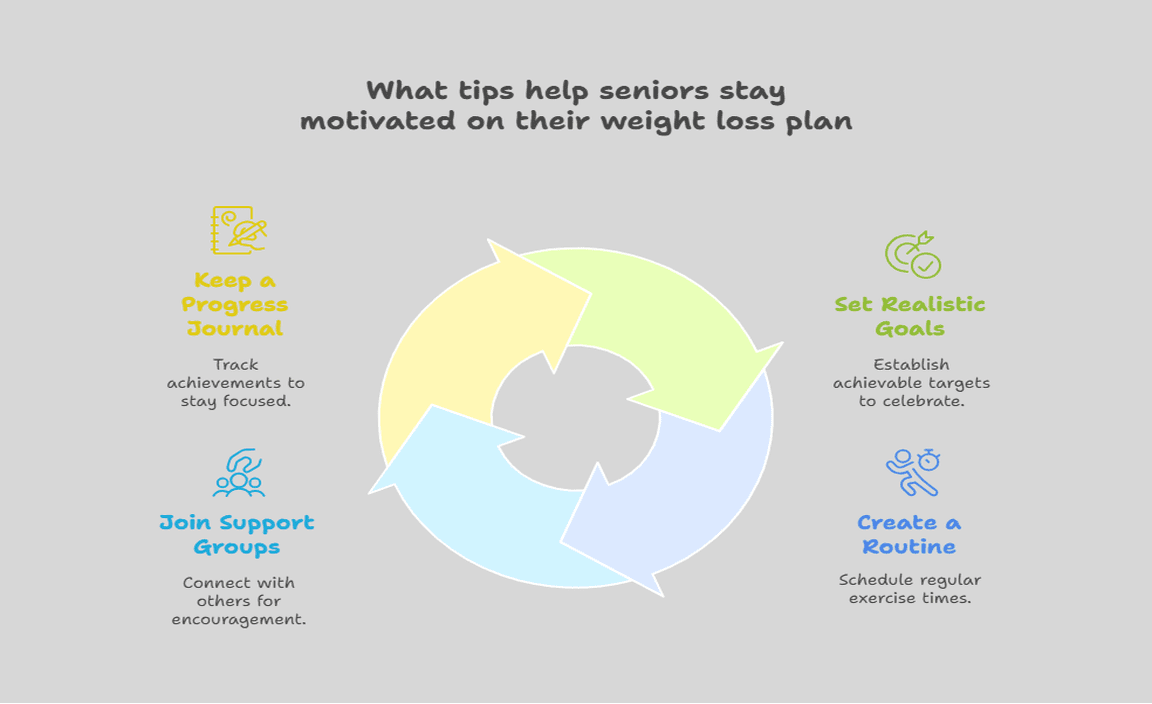 What tips help seniors stay motivated on their weight loss plan