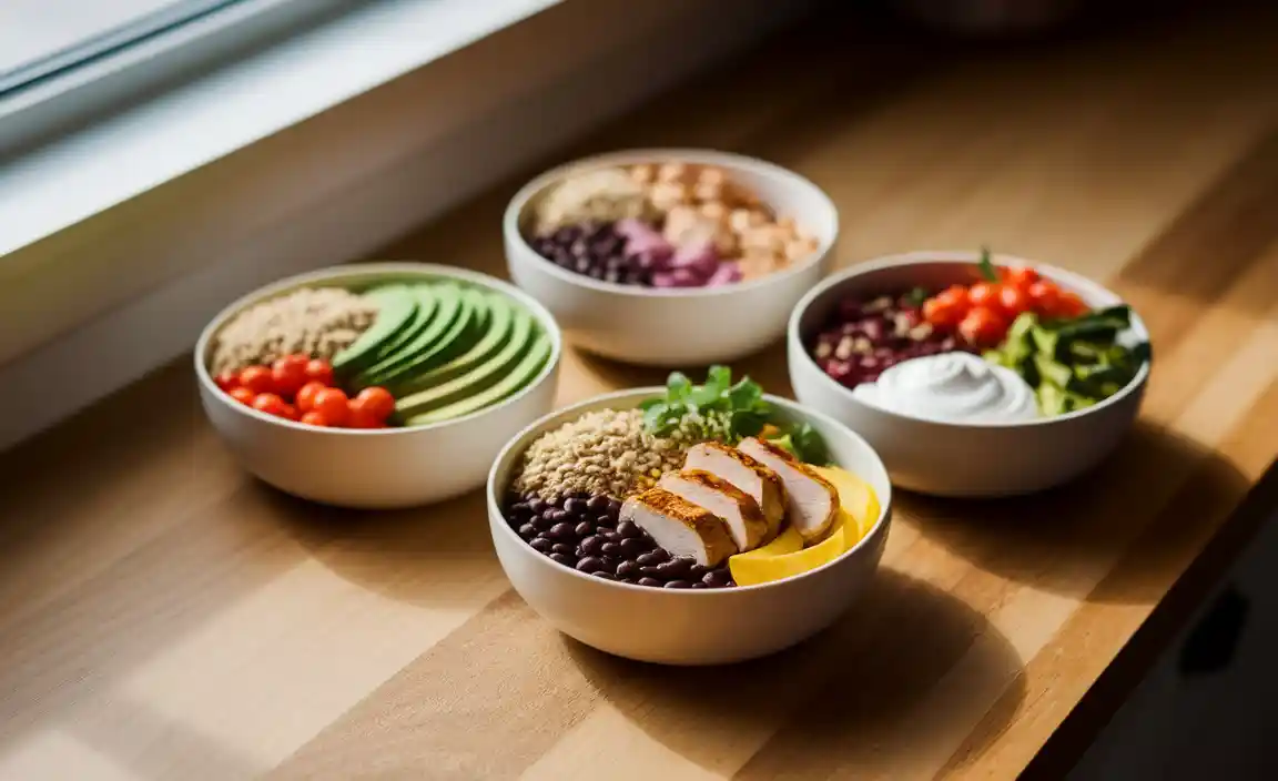 Bowls With Balance Of Fat, Protein, Fiber For Healthy Eating