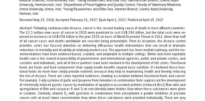functional foods and cancer prevention research
