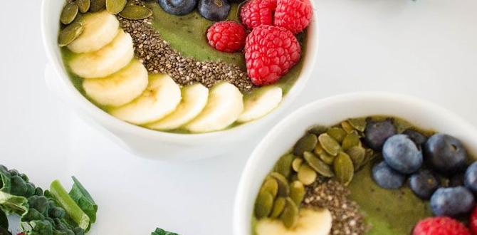 functional green smoothie bowl with kale, spirulina, and banana