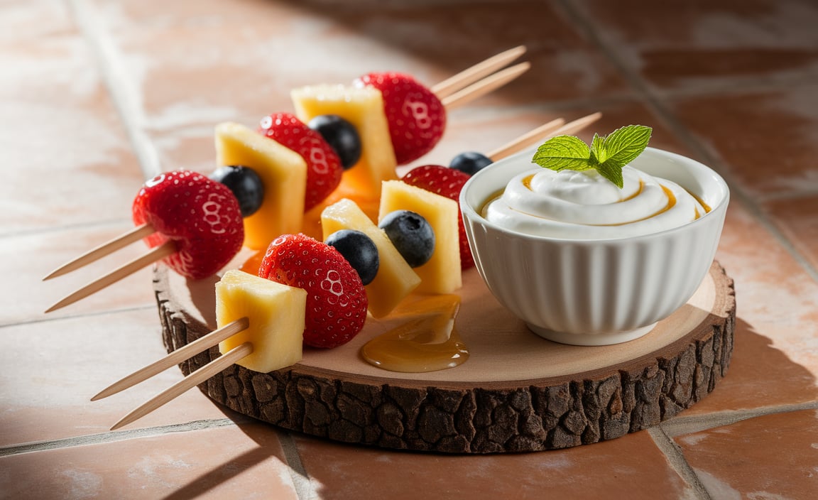 Fruit Skewers with Yogurt Dip